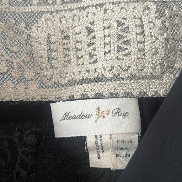 Anthro Meadow Rue Embroided Grey Tulip Dress 6 - Picture 2 of 4